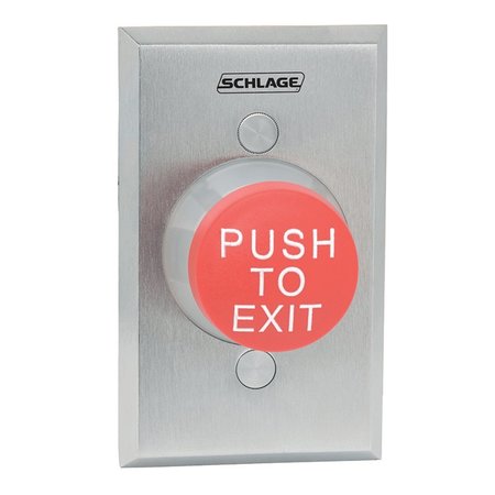 SCHLAGE ELECTRONICS 620 Series, Single Gang Mount Push to Exit Pushbutton, Stainless Steel 621RD EX